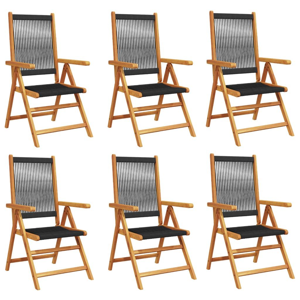 vidaXL Reclining Garden Chairs 6 pcs Black Solid Wood Acacia