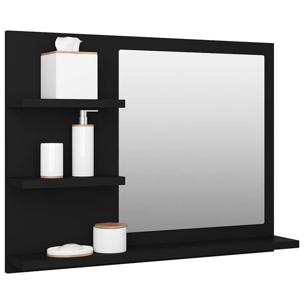 vidaXL Bathroom Mirror Black 60x10.5x45 cm Engineered Wood
