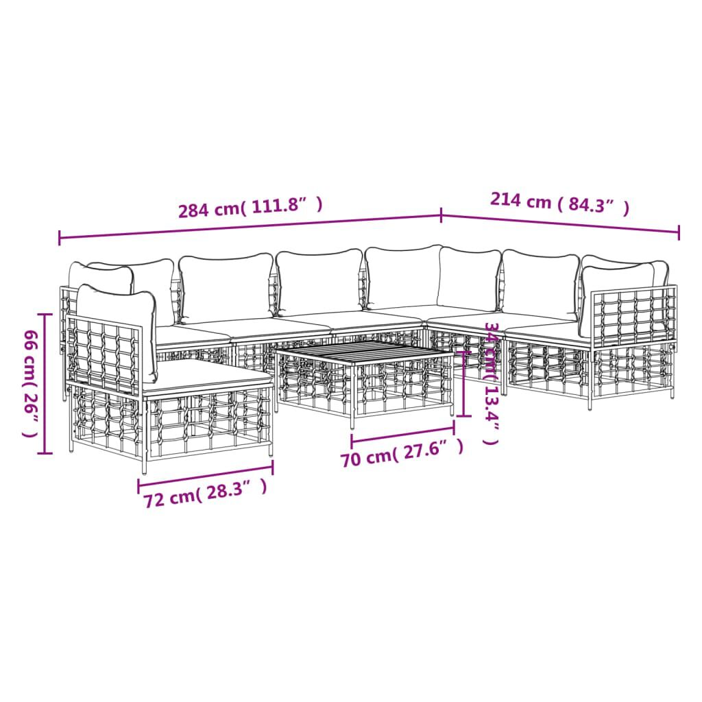 vidaXL 8 Piece Garden Lounge Set with Cushions Anthracite Poly Rattan