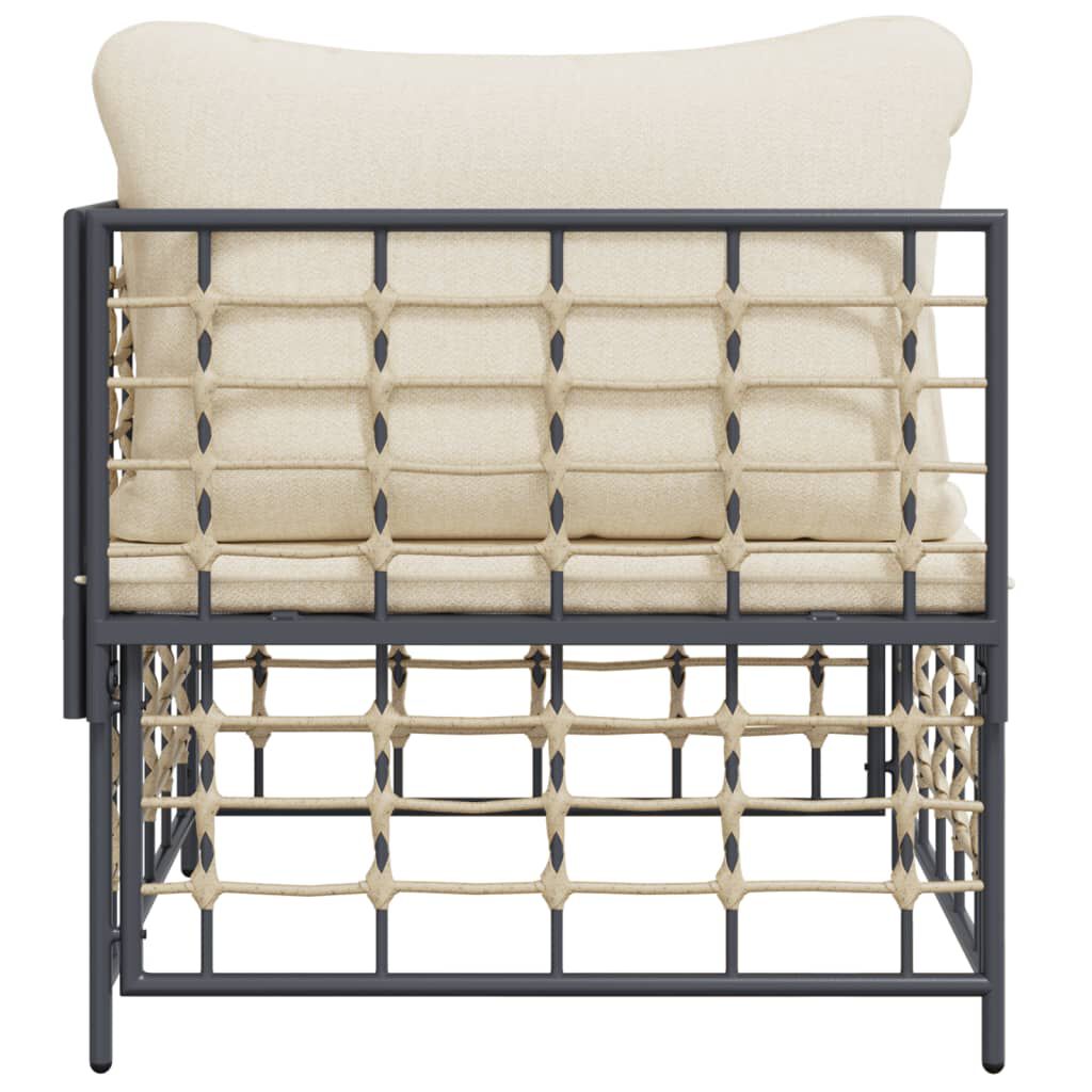 vidaXL Garden Corner Sofa with Beige Cushions Poly Rattan