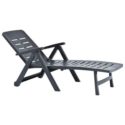 vidaXL Folding Sun Lounger Plastic Anthracite, anthracite vidaXL Folding Sun Lounger Plastic Anthracite