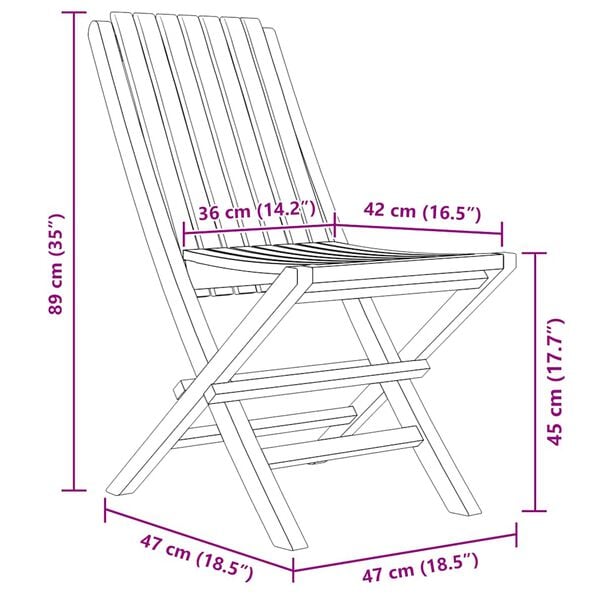 vidaXL Folding Garden Chairs 4 pcs 47x47x89 cm Solid Wood Teak