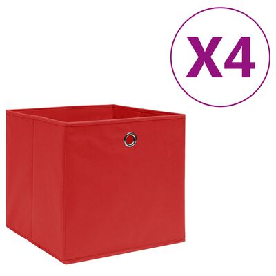 vidaXL Storage Boxes 4 pcs Non-woven Fabric 28x28x28 cm Red, red vidaXL Storage Boxes 4 pcs Non-woven Fabric 28x28x28 cm Red