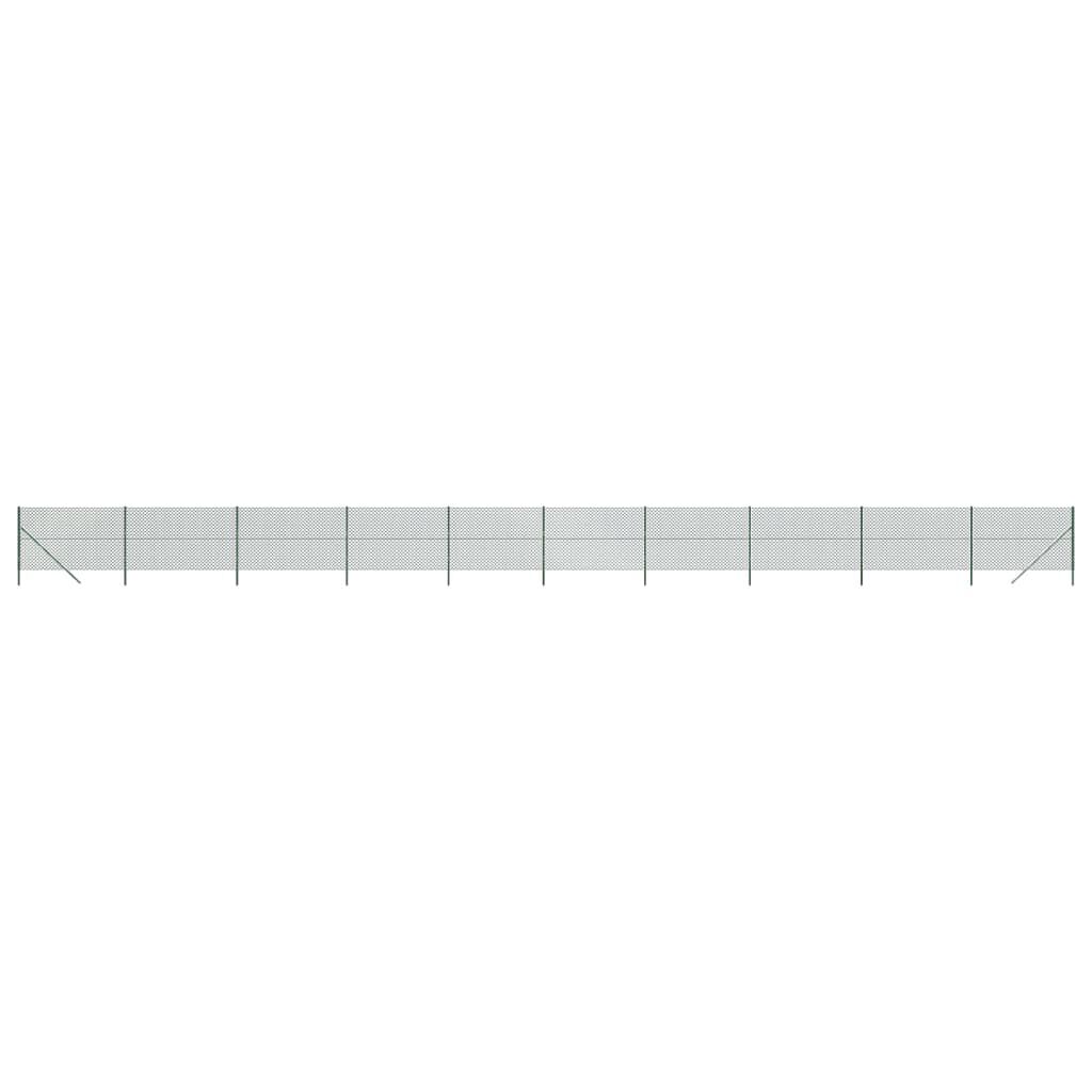 vidaXL Chain Link Fence Green 1.6x25 m