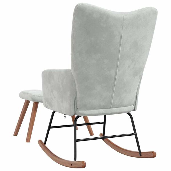 vidaXL Rocking Chair with a Stool Light Grey Velvet