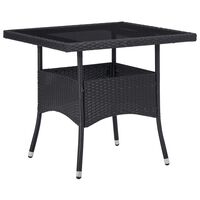 vidaXL Outdoor Dining Table Black Poly Rattan and Glass, black vidaXL Outdoor Dining Table Black Poly Rattan and Glass