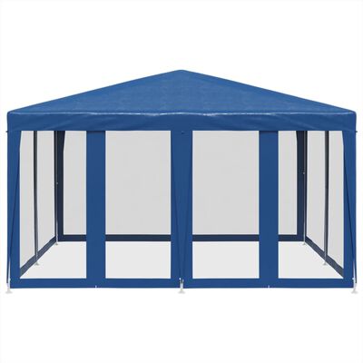 vidaXL Party Tent with 8 Mesh Sidewalls Blue 4x4 m HDPE