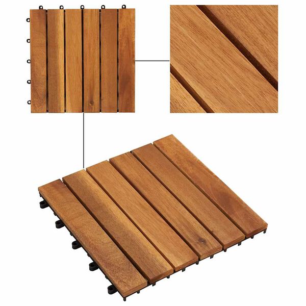 vidaXL Decking Tiles Vertical Pattern 30 x 30 cm Acacia Set of 20