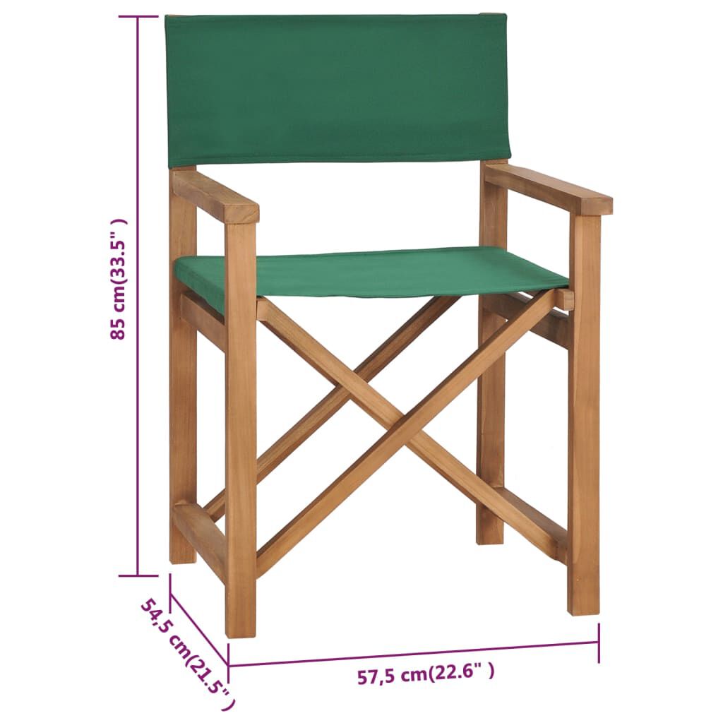 vidaXL Director's Chair Solid Teak Wood Green