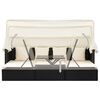 vidaXL Garden Lounge Bed with Roof Black Poly Rattan