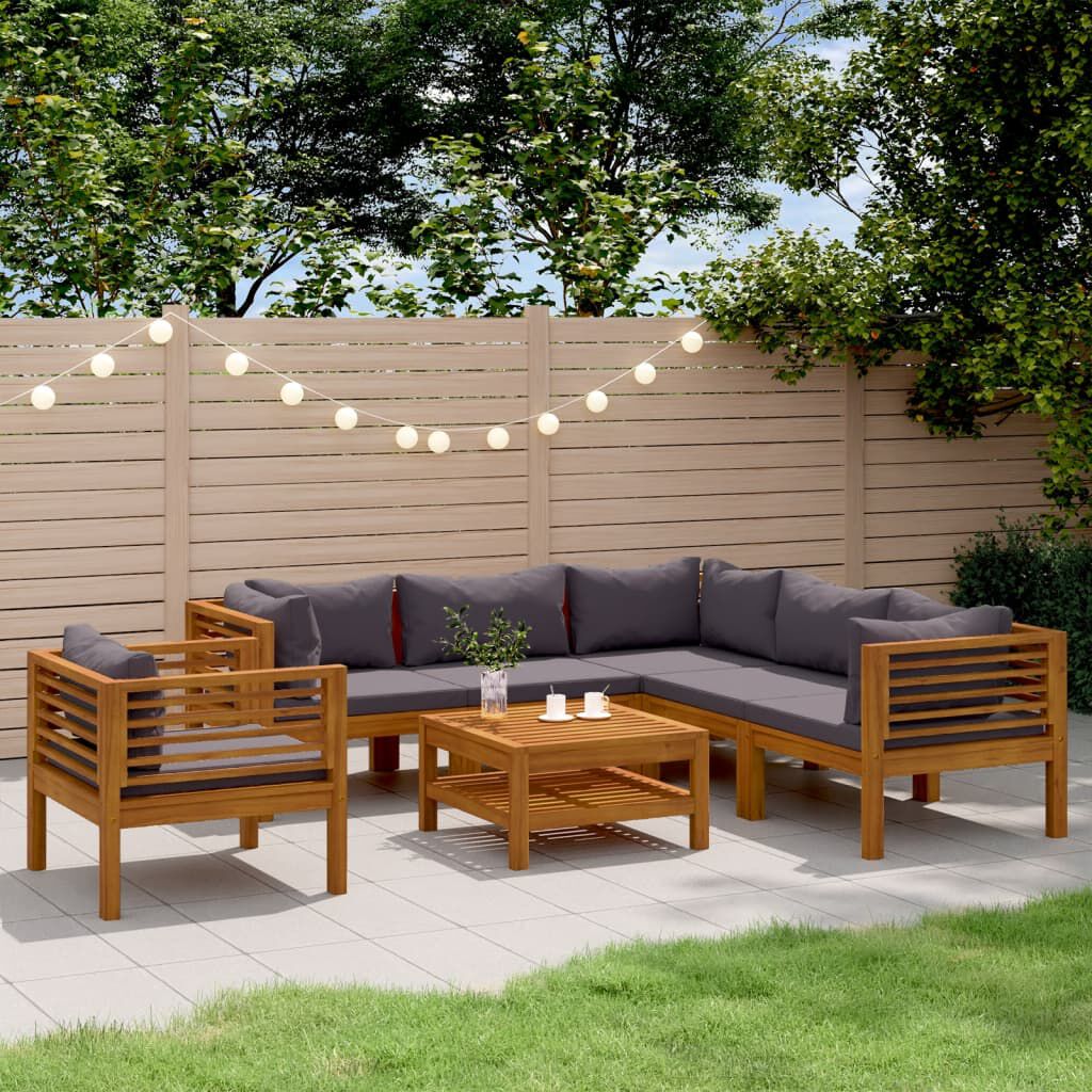 vidaXL 7 Piece Garden Lounge Set with Cushion Solid Acacia Wood