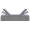 vidaXL Sun Lounger with Cushion and Tea Table Poly Rattan Grey