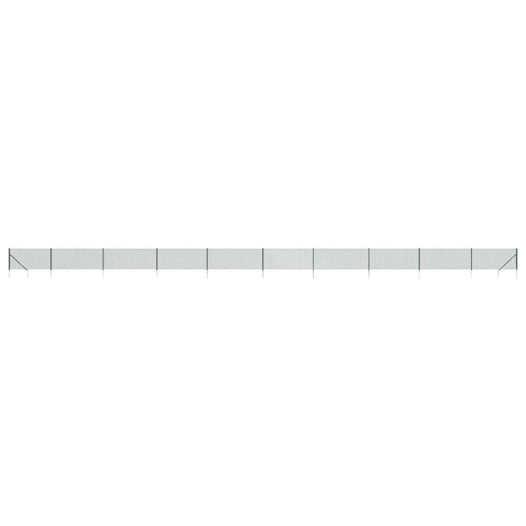 vidaXL Chain Link Fence with Spike Anchors Green 1x25 m
