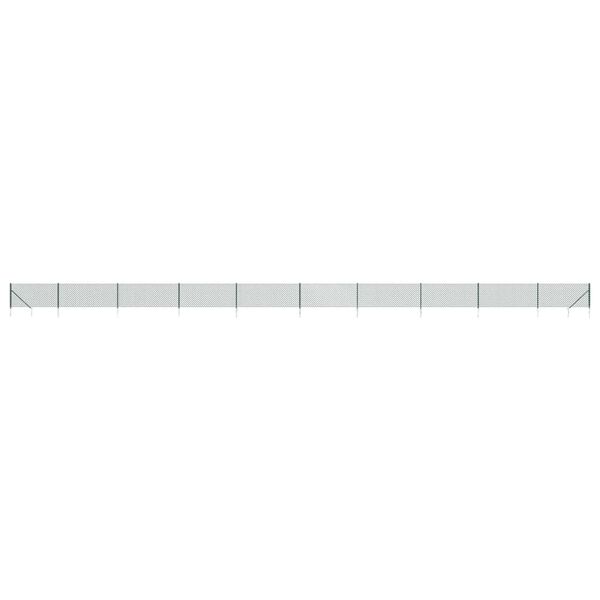 vidaXL Chain Link Fence with Spike Anchors Green 1x25 m