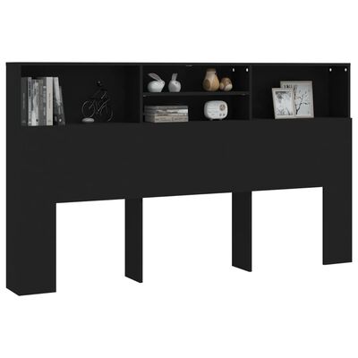 vidaXL Headboard Cabinet Black 180x19x103.5 cm, black vidaXL Headboard Cabinet Black 180x19x103.5 cm