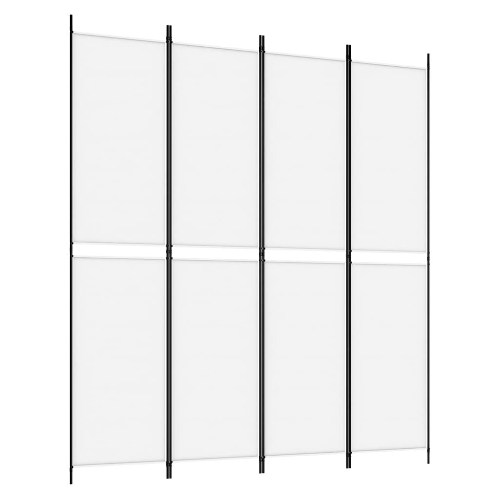 vidaXL 4-Panel Room Divider White 200x220 cm Fabric