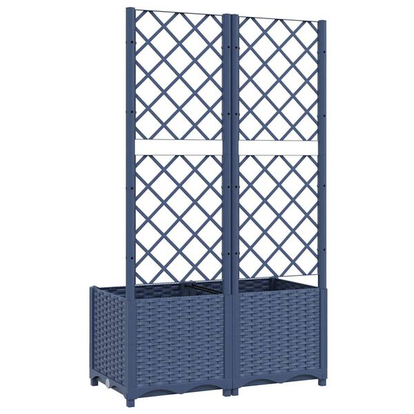 vidaXL Garden Planter with Trellis Blue Grey 80x40x136 cm PP