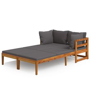vidaXL Sun Loungers with Dark Grey Cushions 2 pcs Acacia Wood