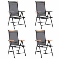vidaXL Folding Garden Chairs 4 pcs Aluminium and Textilene Black,  vidaXL Folding Garden Chairs 4 pcs Aluminium and Textilene Black