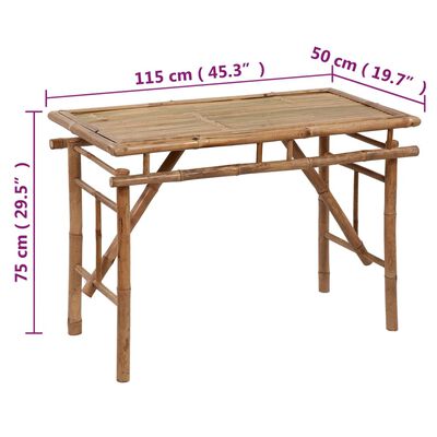 vidaXL Folding Garden Table 115x50x75 cm Bamboo,  vidaXL Folding Garden Table 115x50x75 cm Bamboo