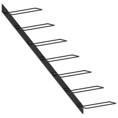 vidaXL Wall-mounted Wine Rack for 7 Bottles Black Metal, black vidaXL Wall-mounted Wine Rack for 7 Bottles Black Metal