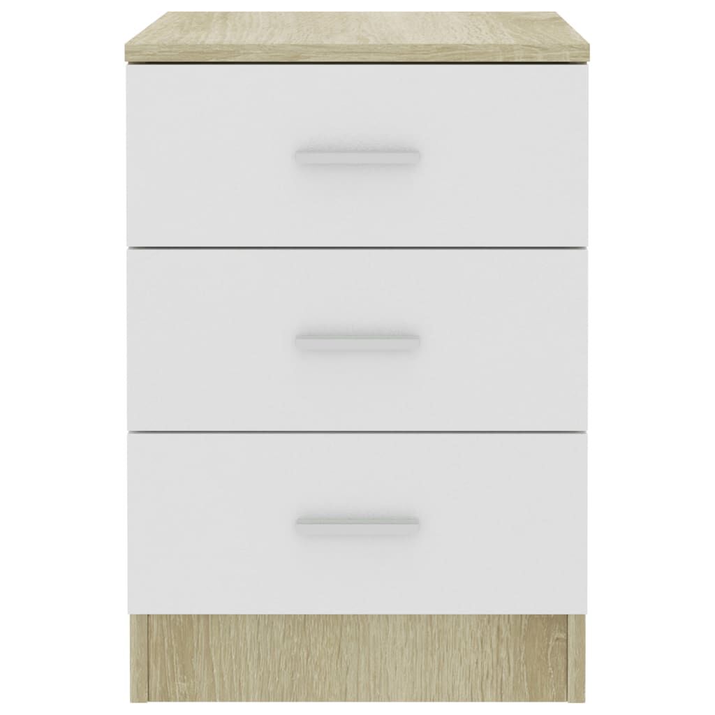 vidaXL Bedside Cabinets 2 pcs White and Sonoma Oak 38x35x56 cm Engineered Wood