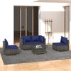 vidaXL 5 Piece Garden Lounge Set with Cushions Poly Rattan Grey