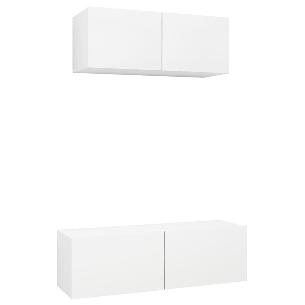 vidaXL 2 Piece TV Cabinet Set White Engineered Wood