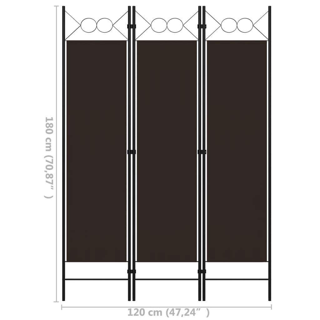 vidaXL 3-Panel Room Divider Brown 120x180 cm