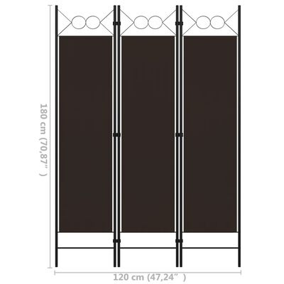 vidaXL 3-Panel Room Divider Brown 120x180 cm, brown vidaXL 3-Panel Room Divider Brown 120x180 cm