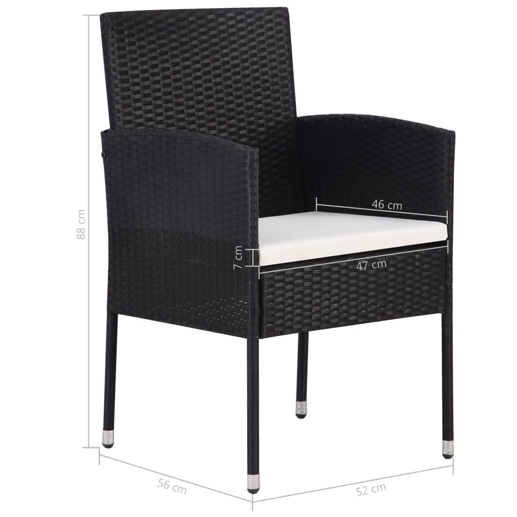 vidaXL 5 Piece Garden Dining Set Poly Rattan Black