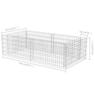 vidaXL Gabion Planter Galvanised Steel 180x90x50 cm,  vidaXL Gabion Planter Galvanised Steel 180x90x50 cm