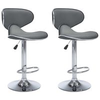 vidaXL Bar Stools 2 pcs Grey Faux Leather, grey vidaXL Bar Stools 2 pcs Grey Faux Leather