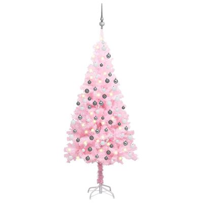 vidaXL Artificial Pre-lit Christmas Tree with Ball Set Pink 120 cm PVC