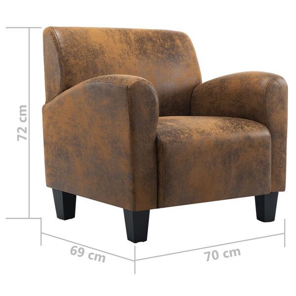 vidaXL Sofa Chair Brown 70x69x72 cm Faux Suede Leather