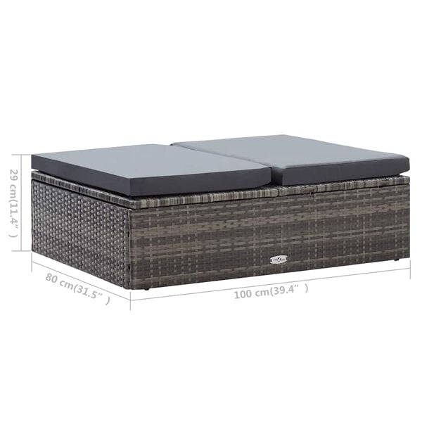 vidaXL 2 Piece Garden Lounge Set with Cushions Poly Rattan Grey