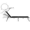 vidaXL Folding Sun Lounger with Roof Aluminium and Textilene Black