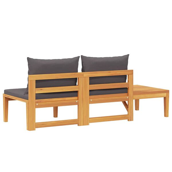 vidaXL Garden Bench with Table Dark Grey Cushions Solid Acacia Wood