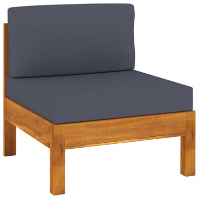 vidaXL 9 Piece Garden Lounge Set with Dark Grey Cushions Acacia Wood, dark grey vidaXL 9 Piece Garden Lounge Set with Dark Grey Cushions Acacia Wood