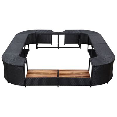 vidaXL Square Spa Surround Black 268 x 268 x 55 cm Poly Rattan