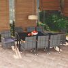 vidaXL 9 Piece Garden Dining Set with Cushions Poly Rattan Grey