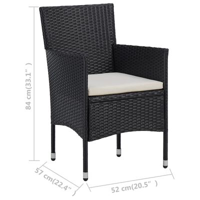 vidaXL Garden Dining Chairs 2pcs Poly Rattan Black, black vidaXL Garden Dining Chairs 2pcs Poly Rattan Black