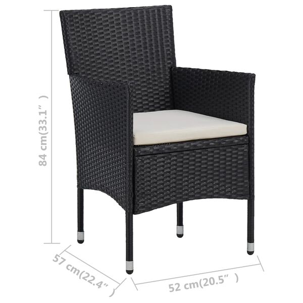 vidaXL Garden Dining Chairs 2pcs Poly Rattan Black