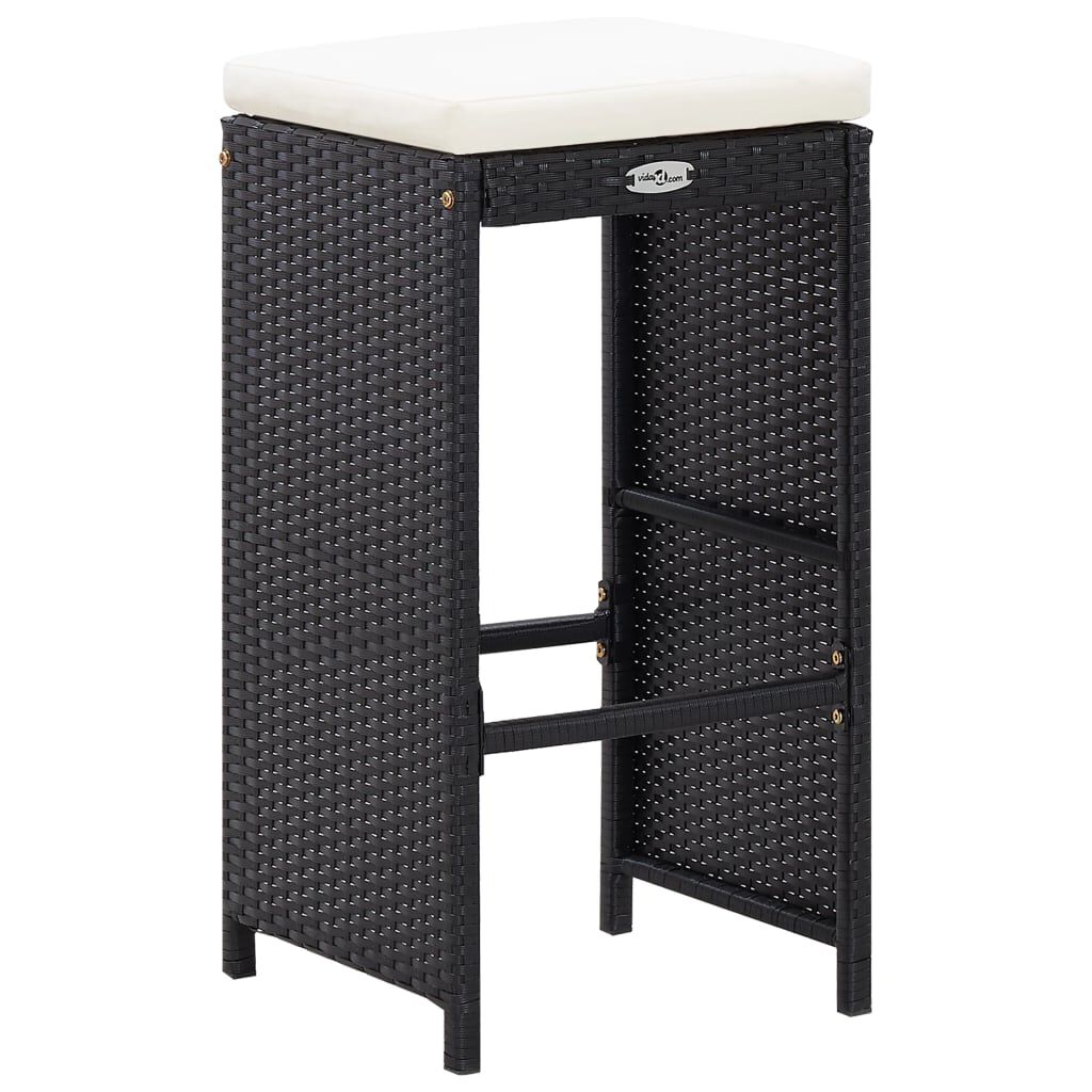 vidaXL 7 Piece Garden Bar Set with Cushions Poly Rattan Black
