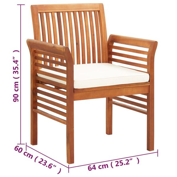 vidaXL Garden Dining Chairs with Cushions 2 pcs Solid Acacia Wood