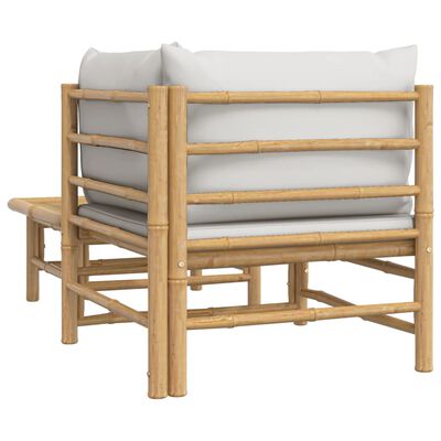 vidaXL 2 Piece Garden Lounge Set with Light Grey Cushions Bamboo