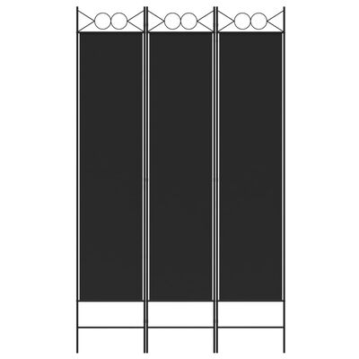 vidaXL 3-Panel Room Divider Black 120x200 cm Fabric, black vidaXL 3-Panel Room Divider Black 120x200 cm Fabric