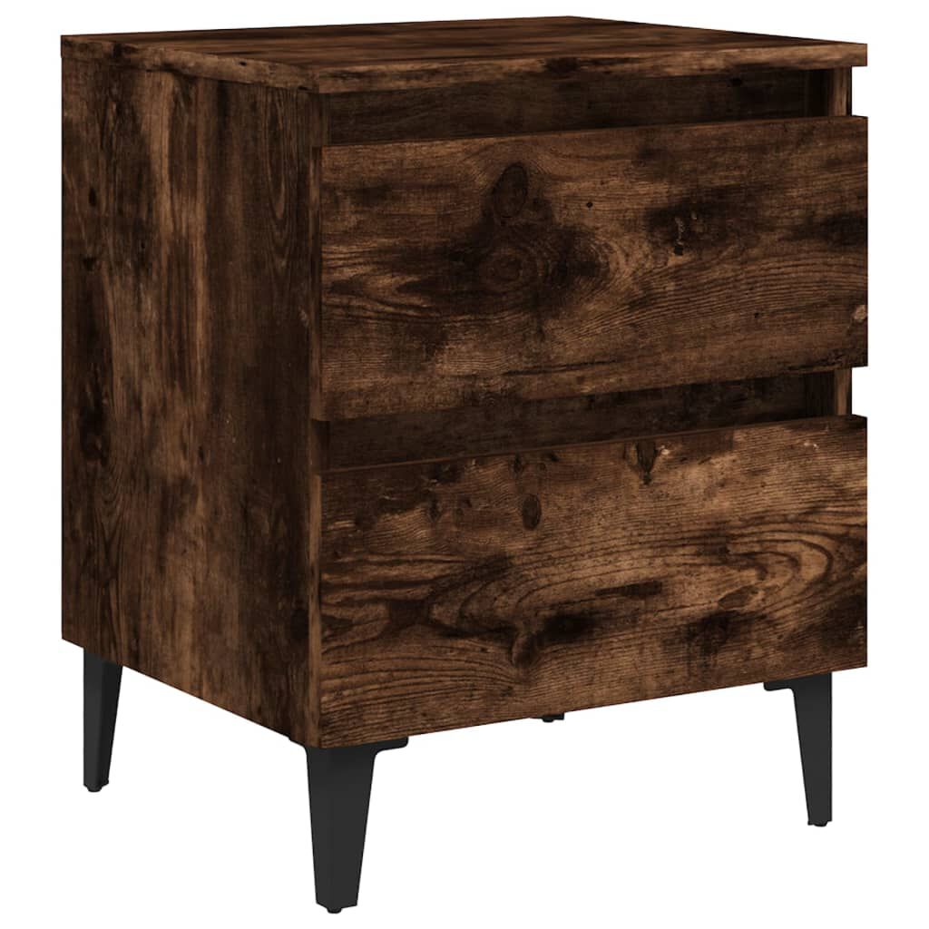 vidaXL Bed Cabinet with Metal Legs Smoked Oak 40x35x50 cm