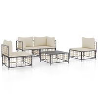 vidaXL 5 Piece Garden Lounge Set with Cushions Anthracite Poly Rattan