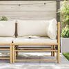 vidaXL Garden Corner Sofa with Cream White Cushions Bamboo
